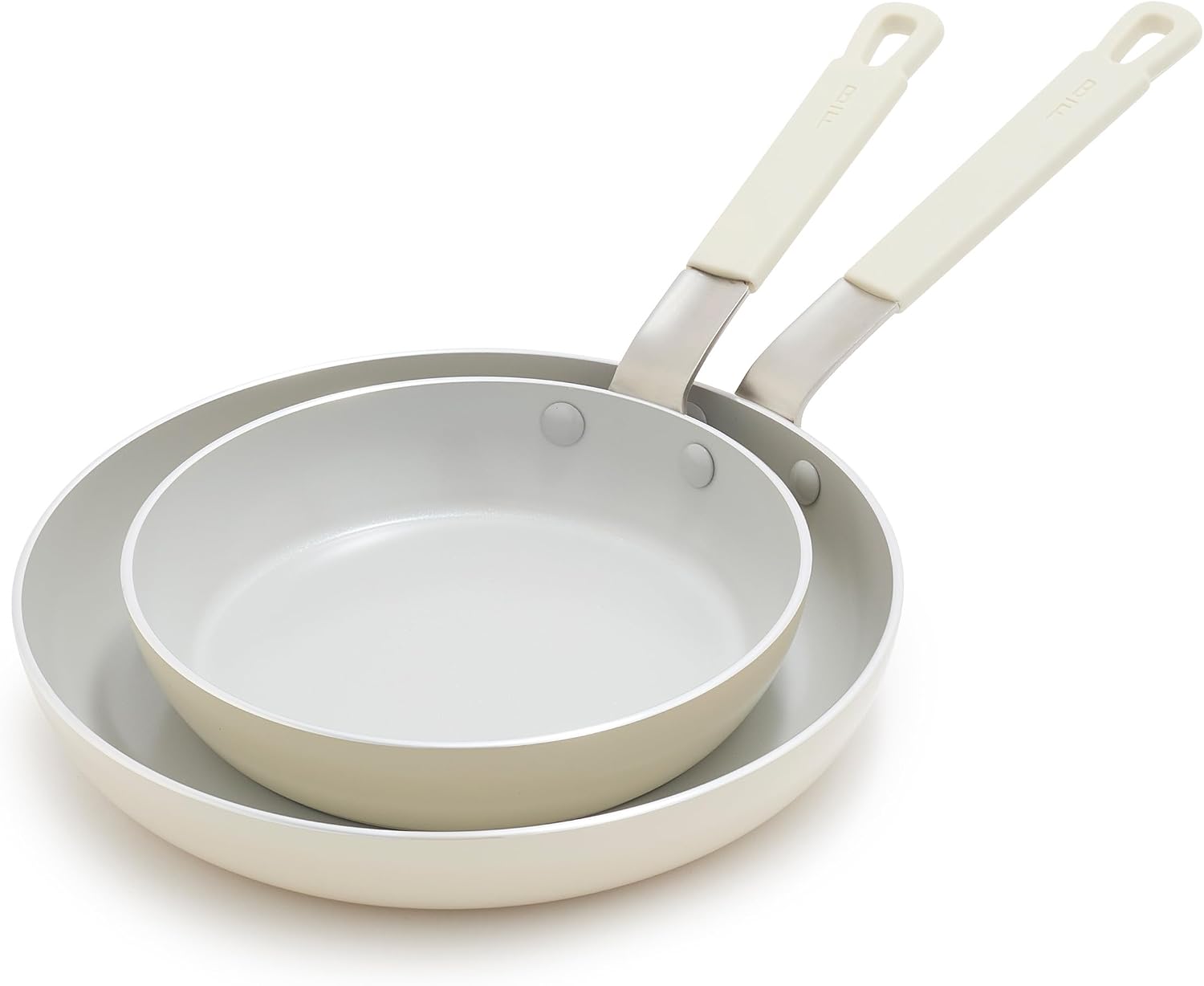 GreenPan x Bobby Flay 2 Piece (8"&10") Ceramic Nonstick Skillet Set, Cream