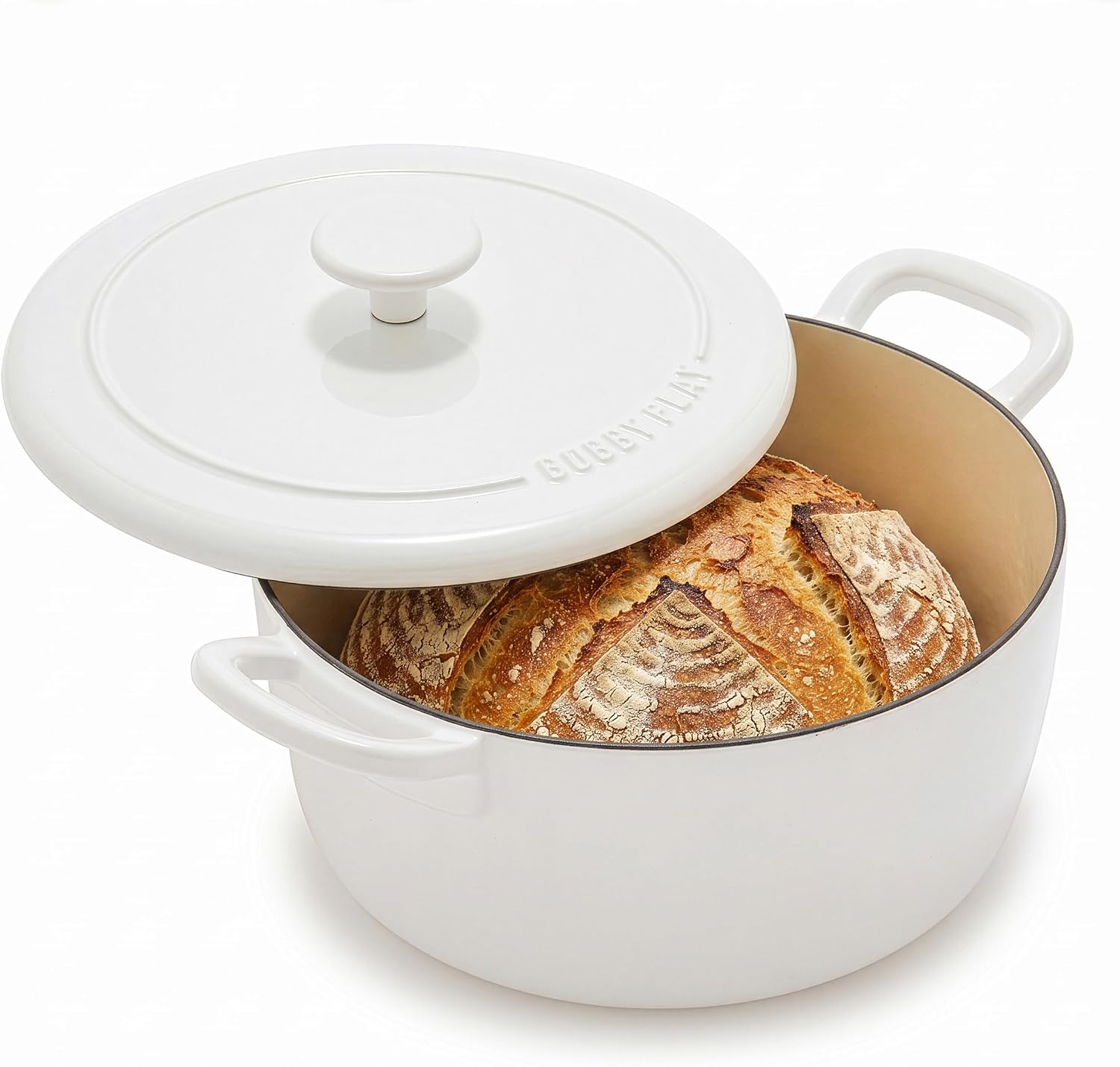 GreenPan x Bobby Flay 5.5QT Enameled Cast Iron Dutch Oven With Lid, White Ivory