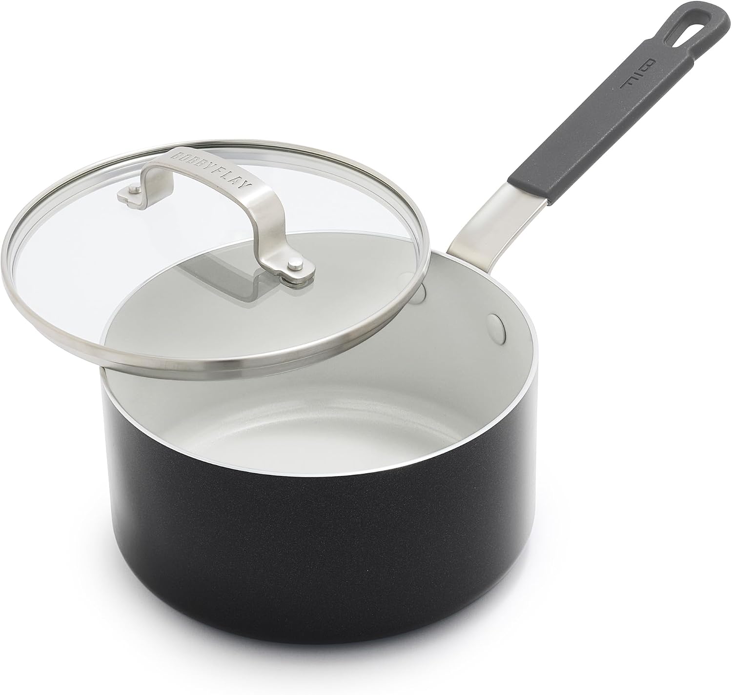 GreenPan x Bobby Flay 2.5QT Ceramic Nonstick Saucepan with Lid, Graphite