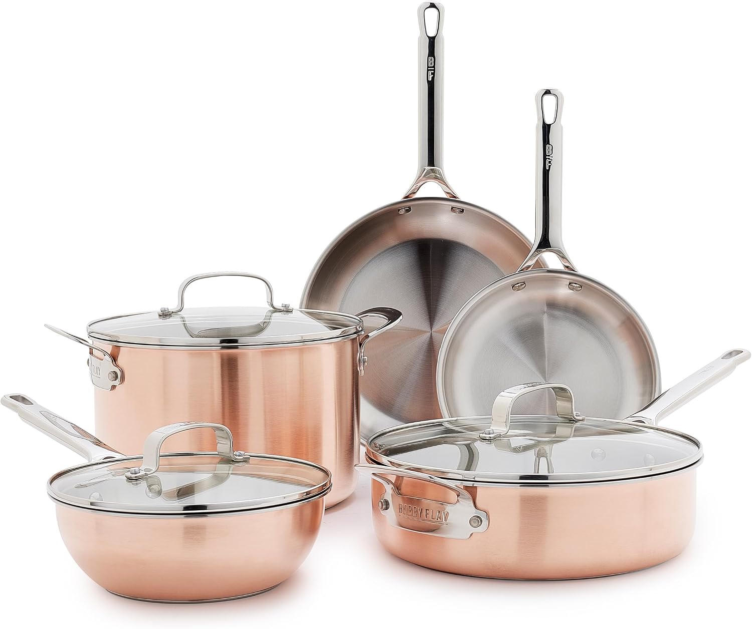 GreenPan x Bobby Flay 8 Piece Copper Clad Pots & Pans Cookware Set