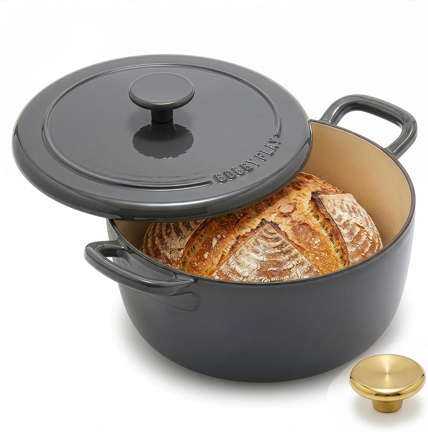 GreenPan x Bobby Flay 5.5QT Enameled Cast Iron Dutch Oven With Lid, Slate Slate Gray