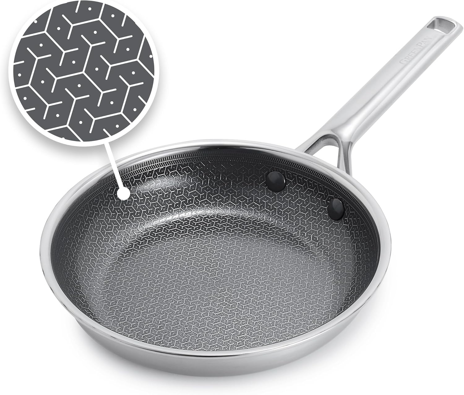 GreenPan Hybrid 8" Stainless Steel Fry Pan, PFAS-Free Ceramic Skillet Silver