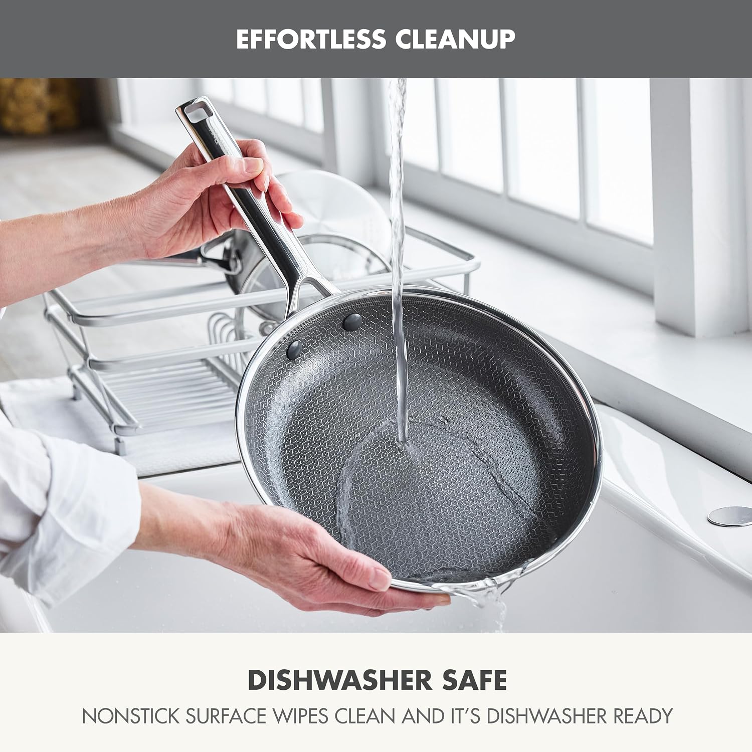 GreenPan Hybrid 8" Stainless Steel Fry Pan, PFAS-Free Ceramic Skillet Silver
