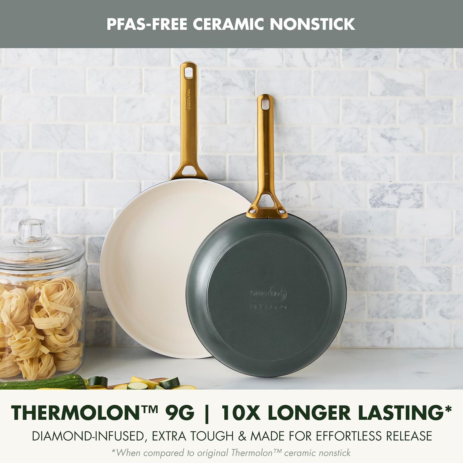 GreenPan Nonstick Reserve Pro 10” & 12” Frying Pan Set, Spruce Green