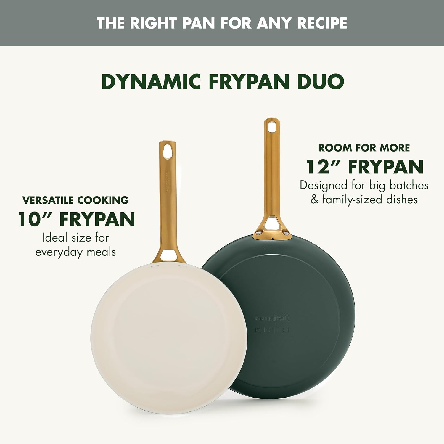 GreenPan Nonstick Reserve Pro 10” & 12” Frying Pan Set, Spruce Green
