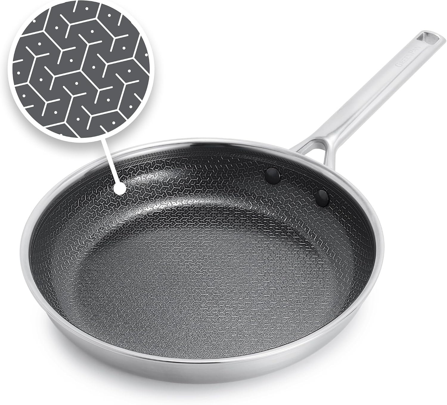 GreenPan Hybrid 10" Stainless Steel Frying Pan, Ceramic Nonstick Skillet Silver