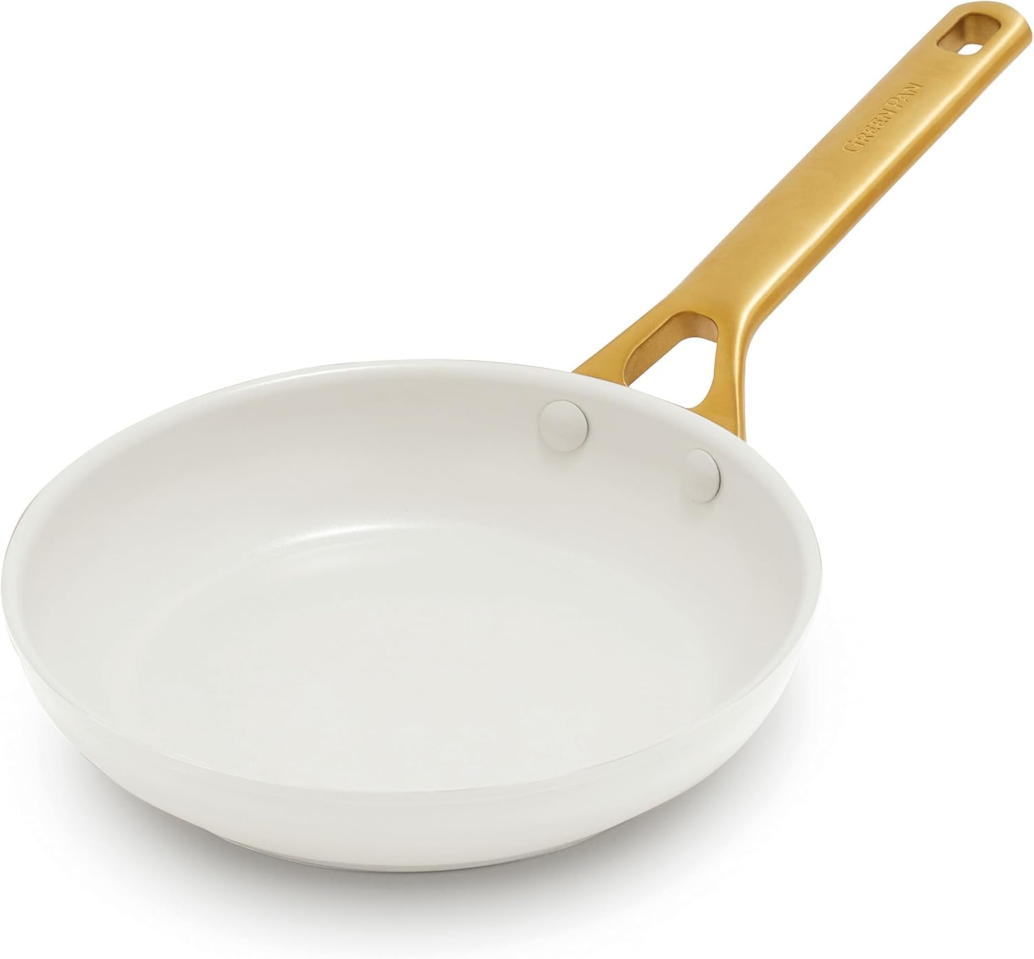 GreenPan Nonstick Reserve Pro 8" Frying Pan, NSF Certified Ceramic, Hard Anodized PFAS-Free Skillet, Stainless Steel Handles, Oven & Dishwasher Safe, Cream White