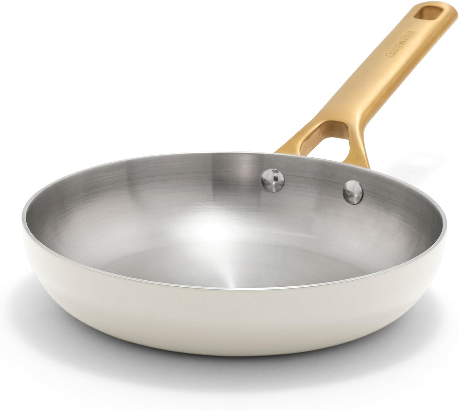 GreenPan Stainless Steel Tri-Ply Reserve 8” Frying Pan Skillet, Cream White