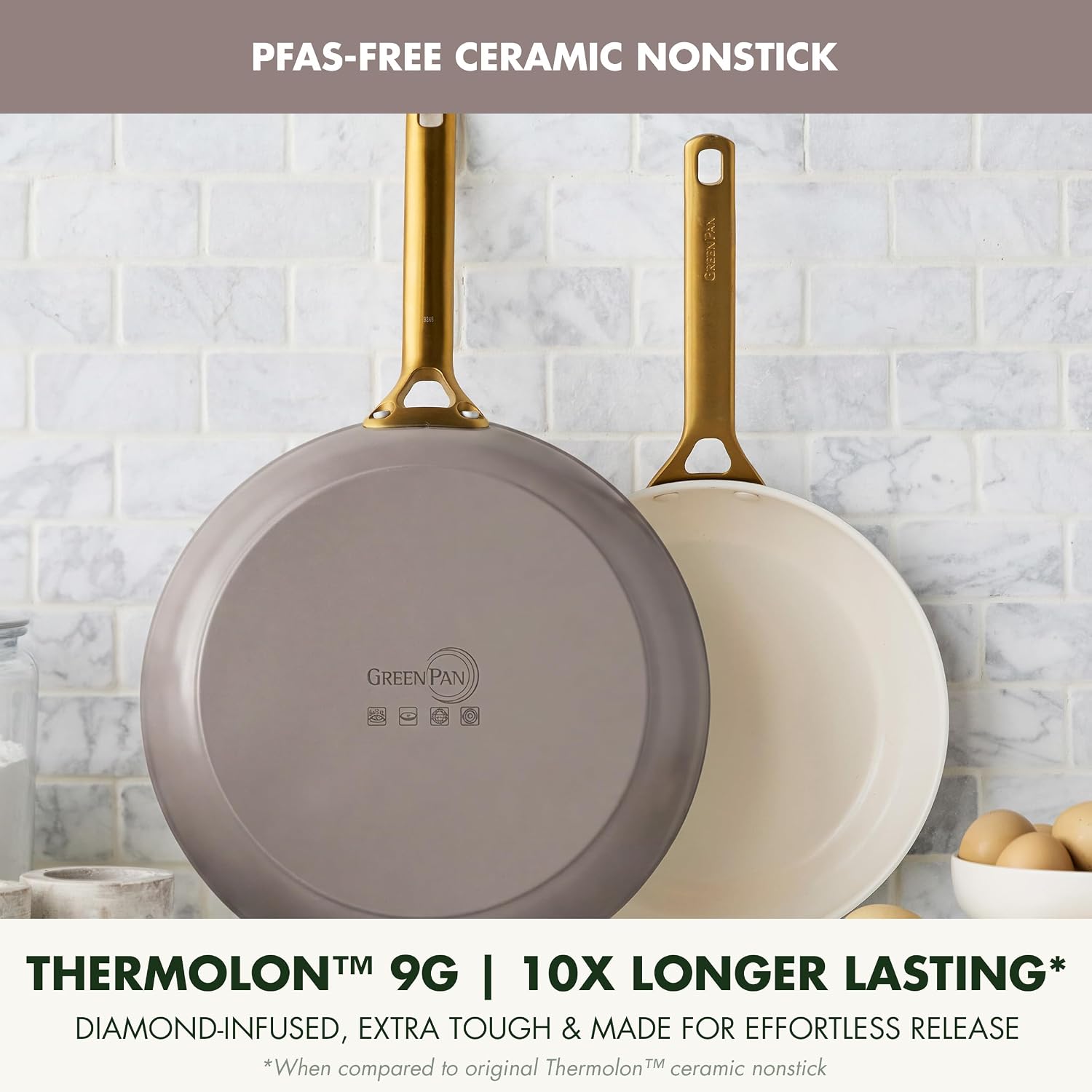 GreenPan Nonstick Reserve Pro 10” & 12” Frying Pan Set, Latte