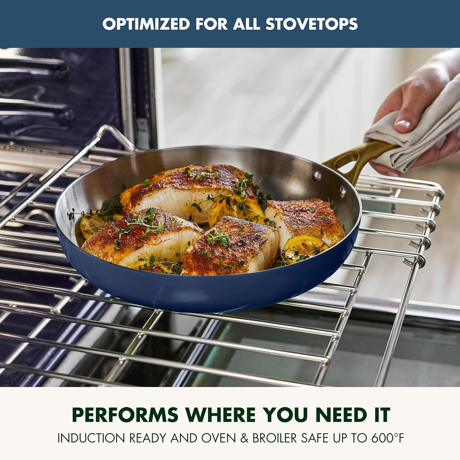 GreenPan Stainless Steel Tri-Ply Reserve 8” Frying Pan Skillet Twilight Blue