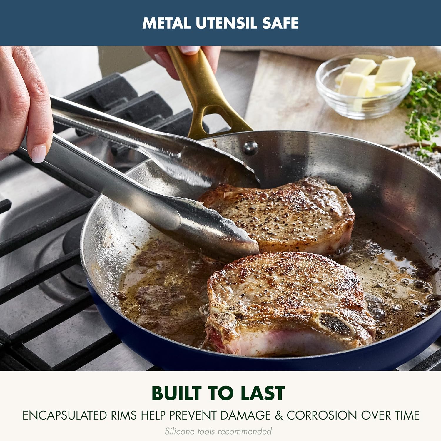 GreenPan Stainless Steel Tri-Ply Reserve 8” Frying Pan Skillet Twilight Blue