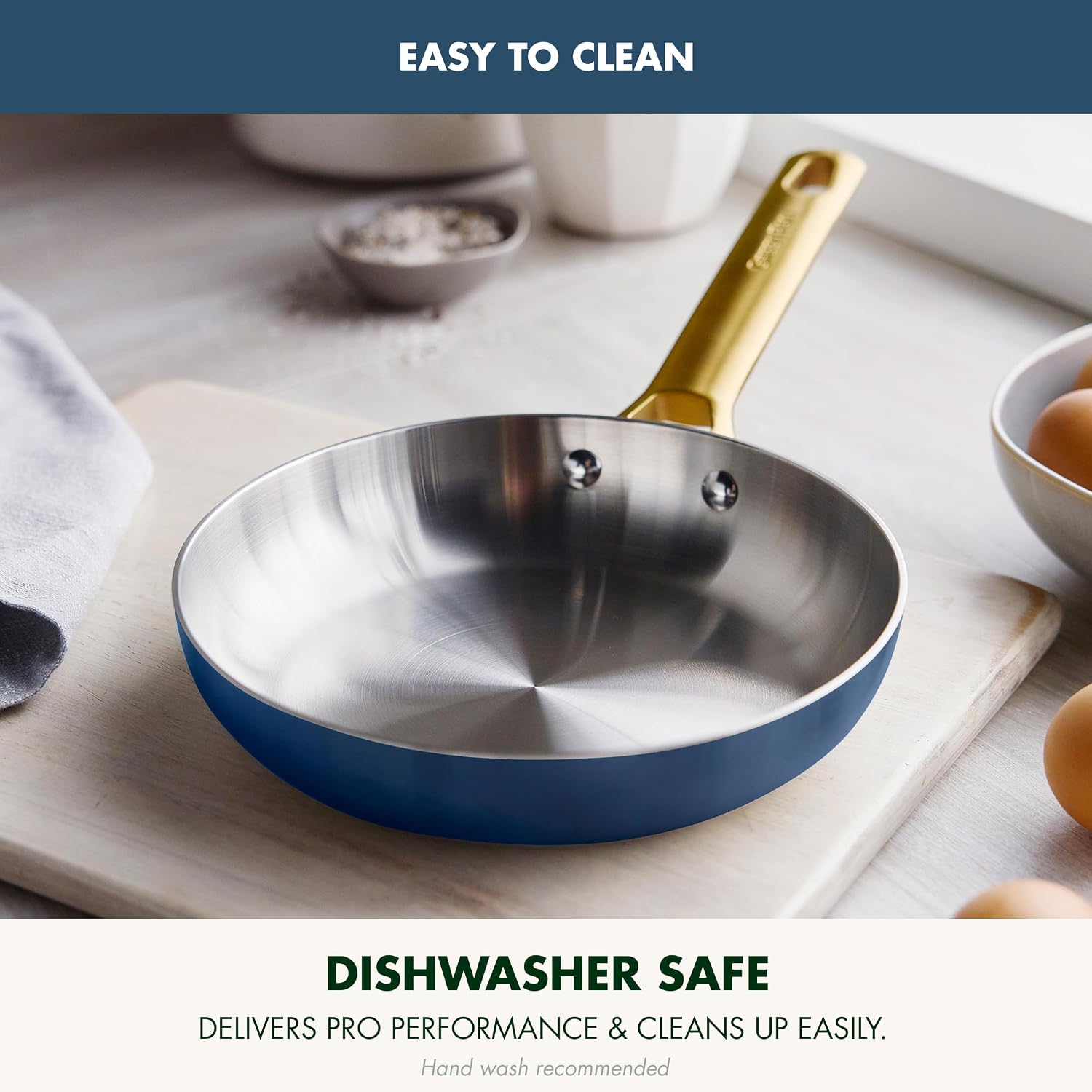 GreenPan Stainless Steel Tri-Ply Reserve 8” Frying Pan Skillet Twilight Blue
