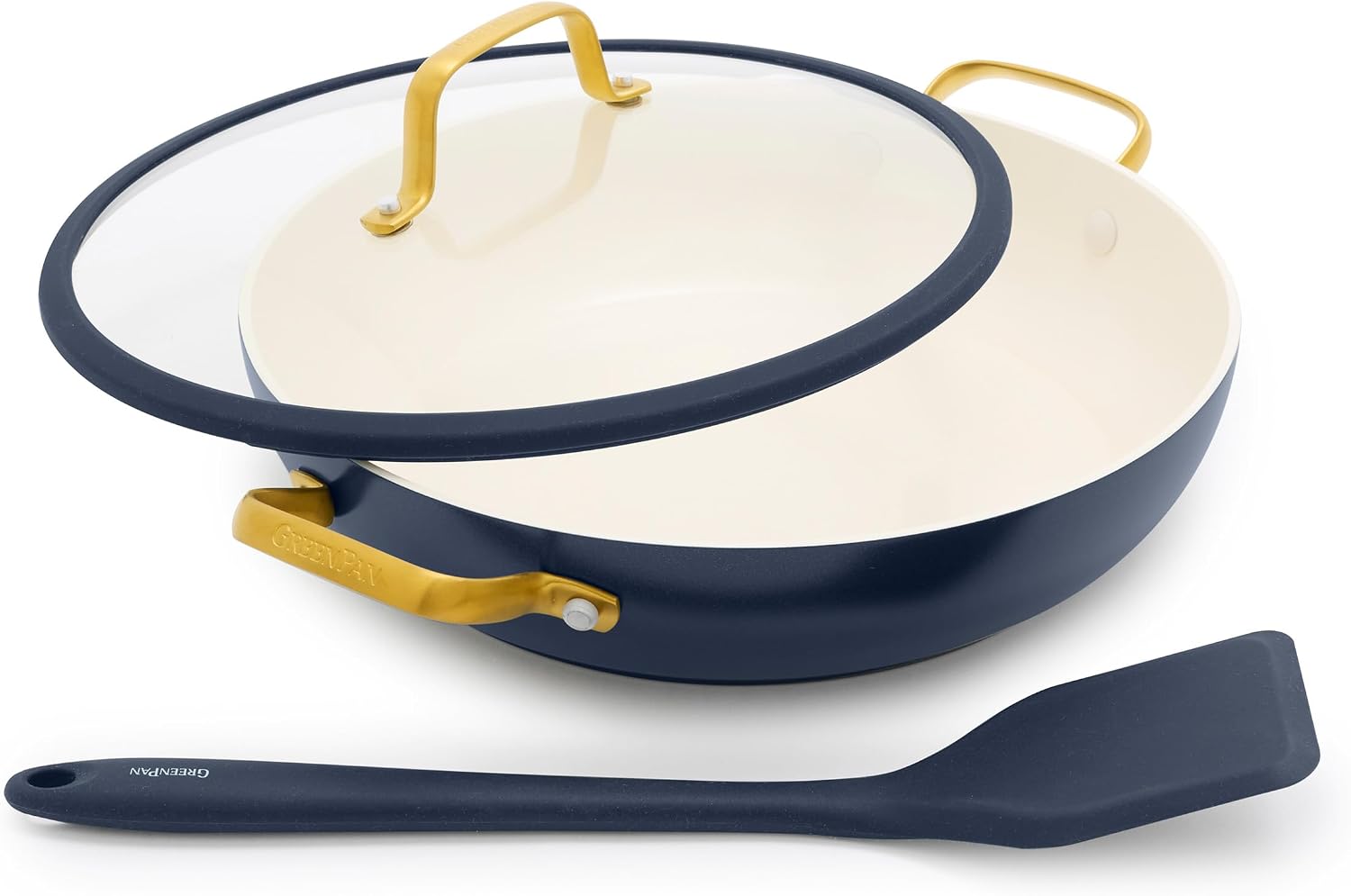 GreenPan Reserve Pro 3 Piece Saute Pan Set with Lid and Silicone Spatula Twilight Blue