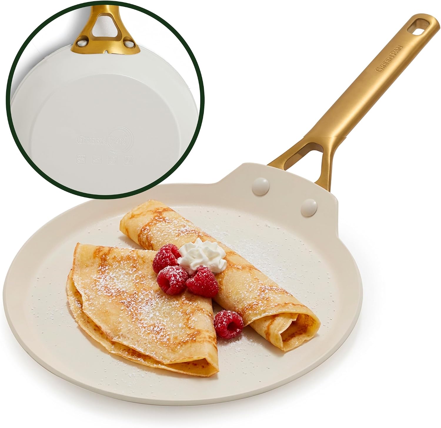 GreenPan Reserve Crepe and Pancake Pan, Cream White