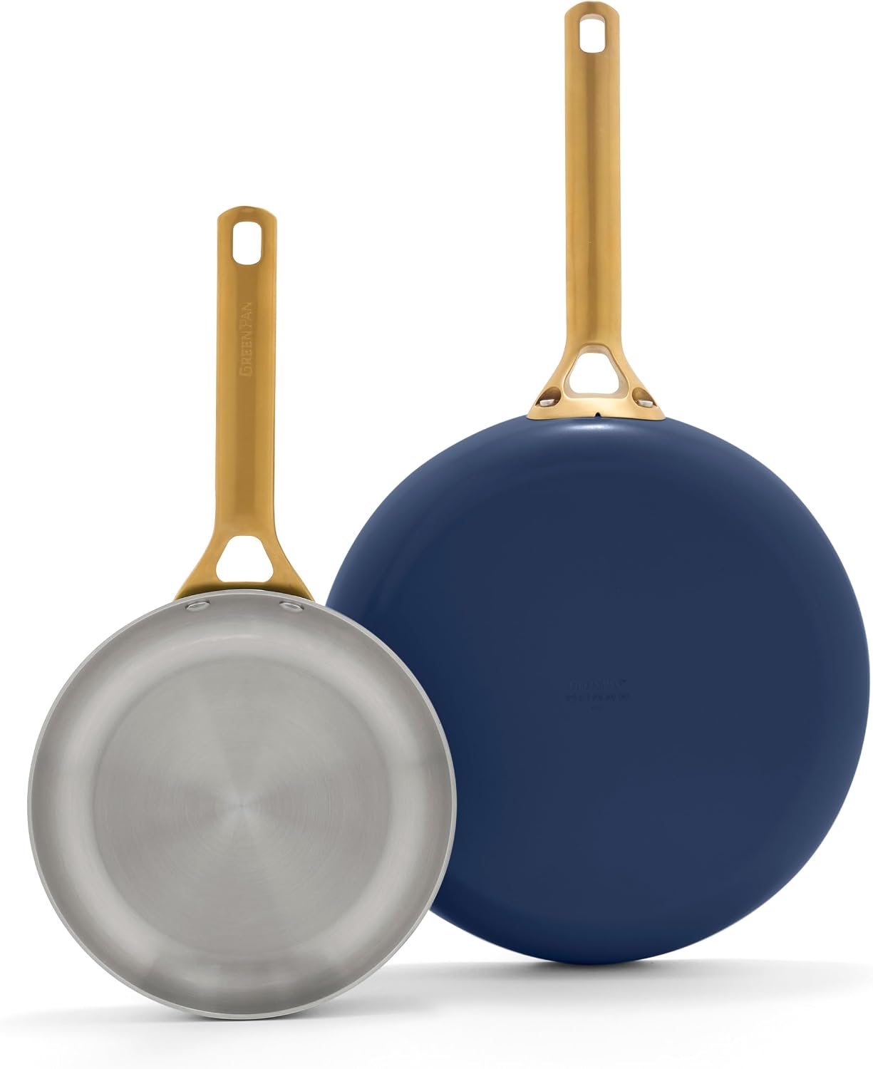 GreenPan Stainless Steel Tri-Ply Reserve 10” and 12” Frying Pan Skillet Set Twilight Blue
