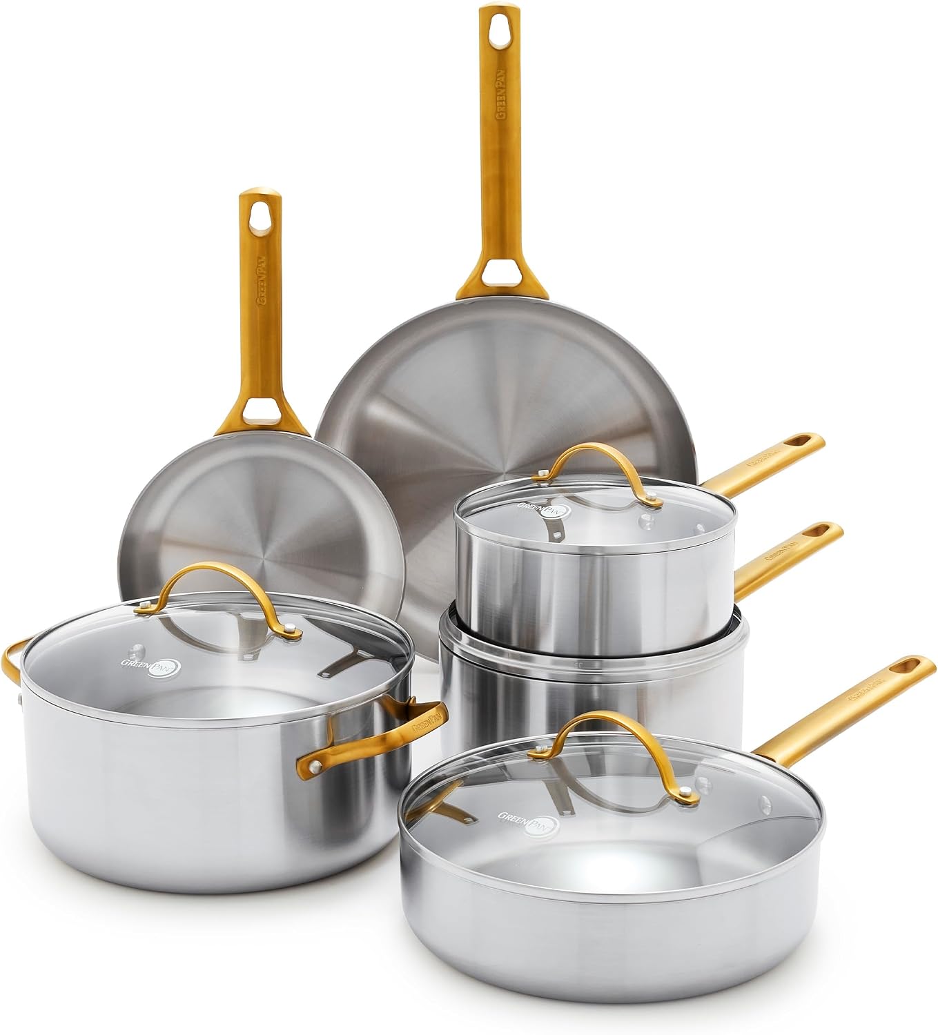 GreenPan Reserve Stainless Steel Tri-Ply 10 Piece Cookware Pots & Pans Set