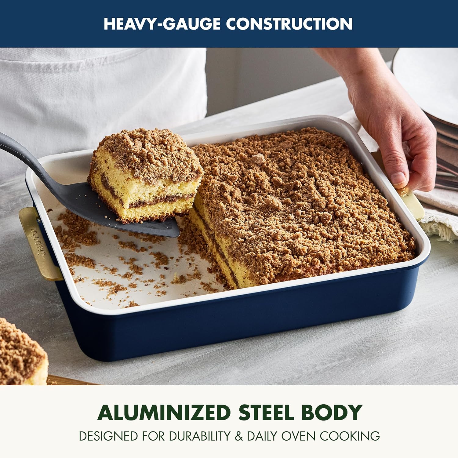 GreenPan Bakeware 13" x 9" Nonstick Rectangular Cake Pan, Oxford Blue