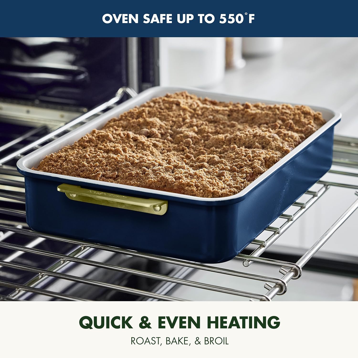 GreenPan Bakeware 13" x 9" Nonstick Rectangular Cake Pan, Oxford Blue