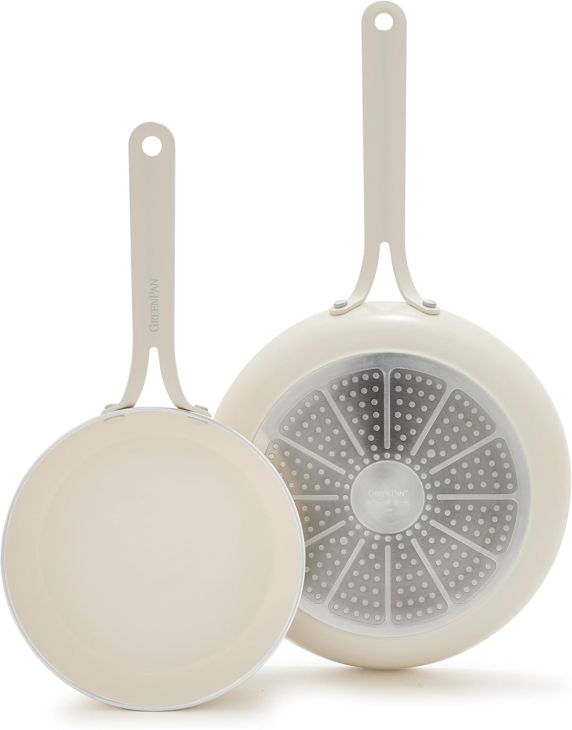 GreenPan Nova 2 Piece Ceramic Nonstick Frying Pan Set, Cream White