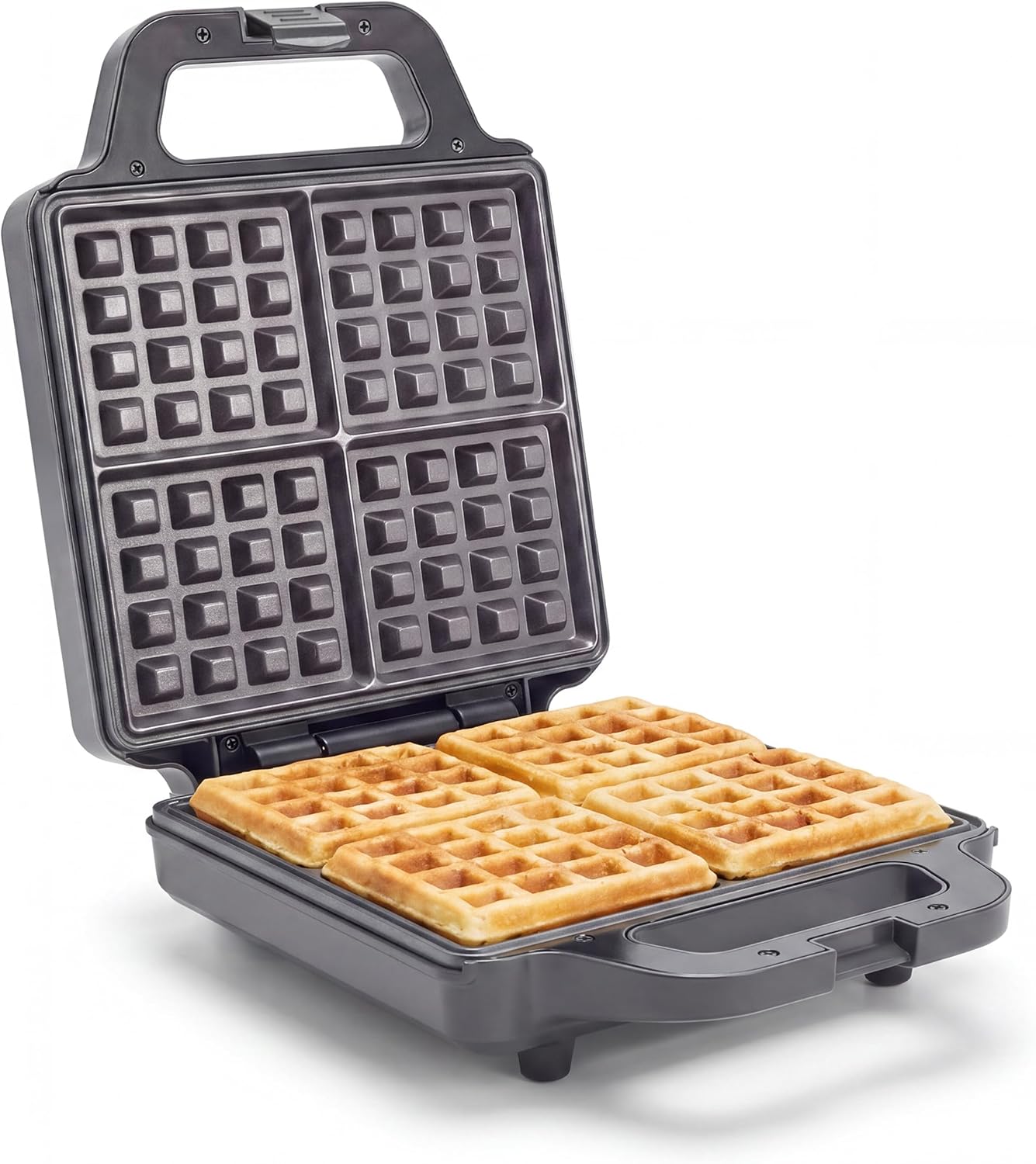 GreenPan Advanced Waffle Maker, 4-Square Belgian & Classic Waffle Maker, PFAS-Free Ceramic Nonstick, Cool-Touch Handle, Overheat Protection, Easy Clean, Graphite