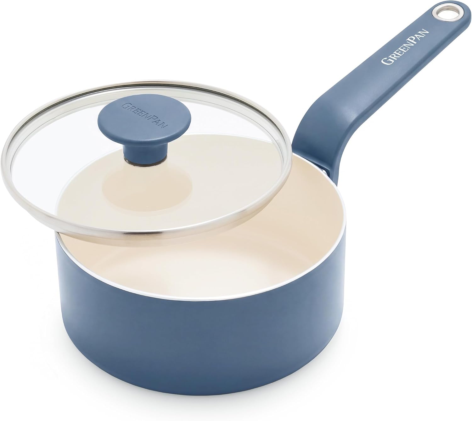 GreenPan Rio Advanced 2QT Saucepan with Lid, Ceramic Nonstick PFAS-Free Pans, Induction Ready, Dishwasher and Oven Safe, Blue