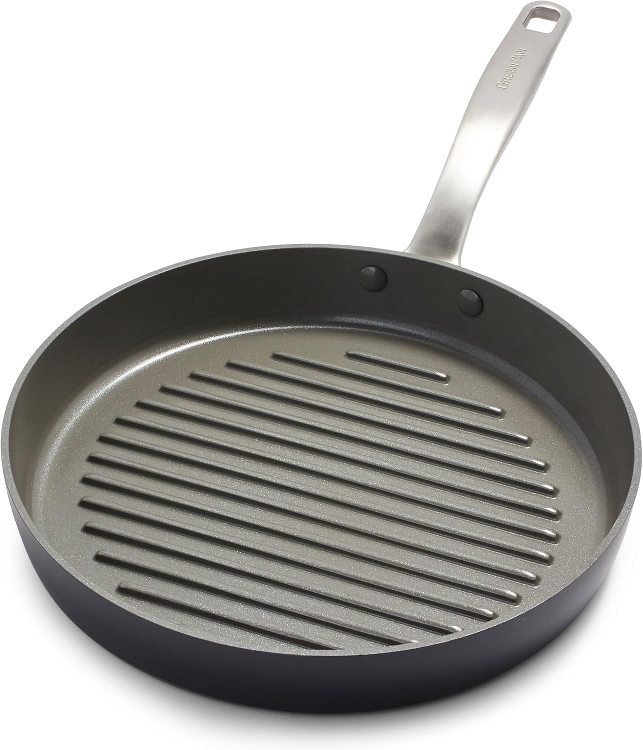 GreenPan Chatham Hard Anodized Healthy Ceramic Nonstick, 11" Grill Pan, PFAS-Free, Dishwasher Safe, Oven Safe, Gray