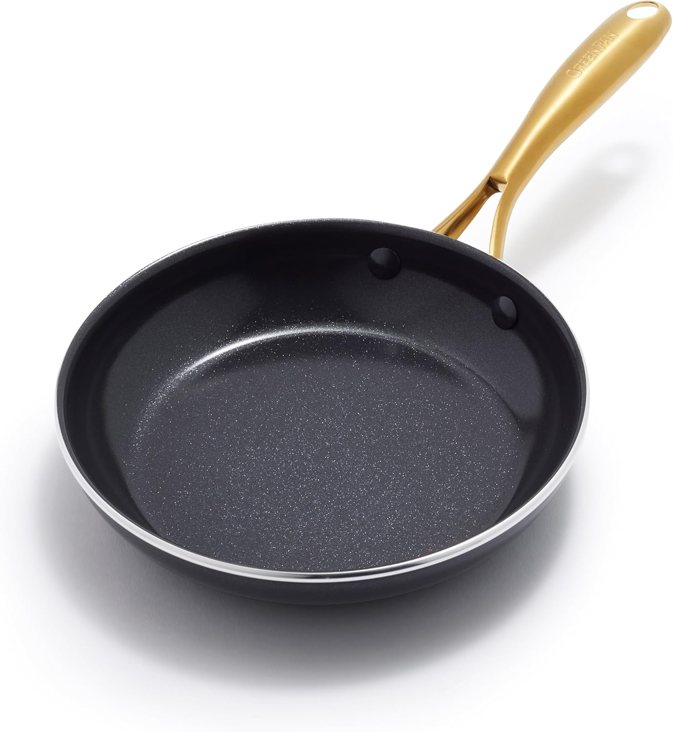 GreenPan Swift 8" Nonstick Frying Pan Skillet, Ceramic PFAS-Free Kitchen Cookware, Dishwasher & Oven/Broiler Safe to 600°F, Gold-Tone Stainless Steel Handle, Black