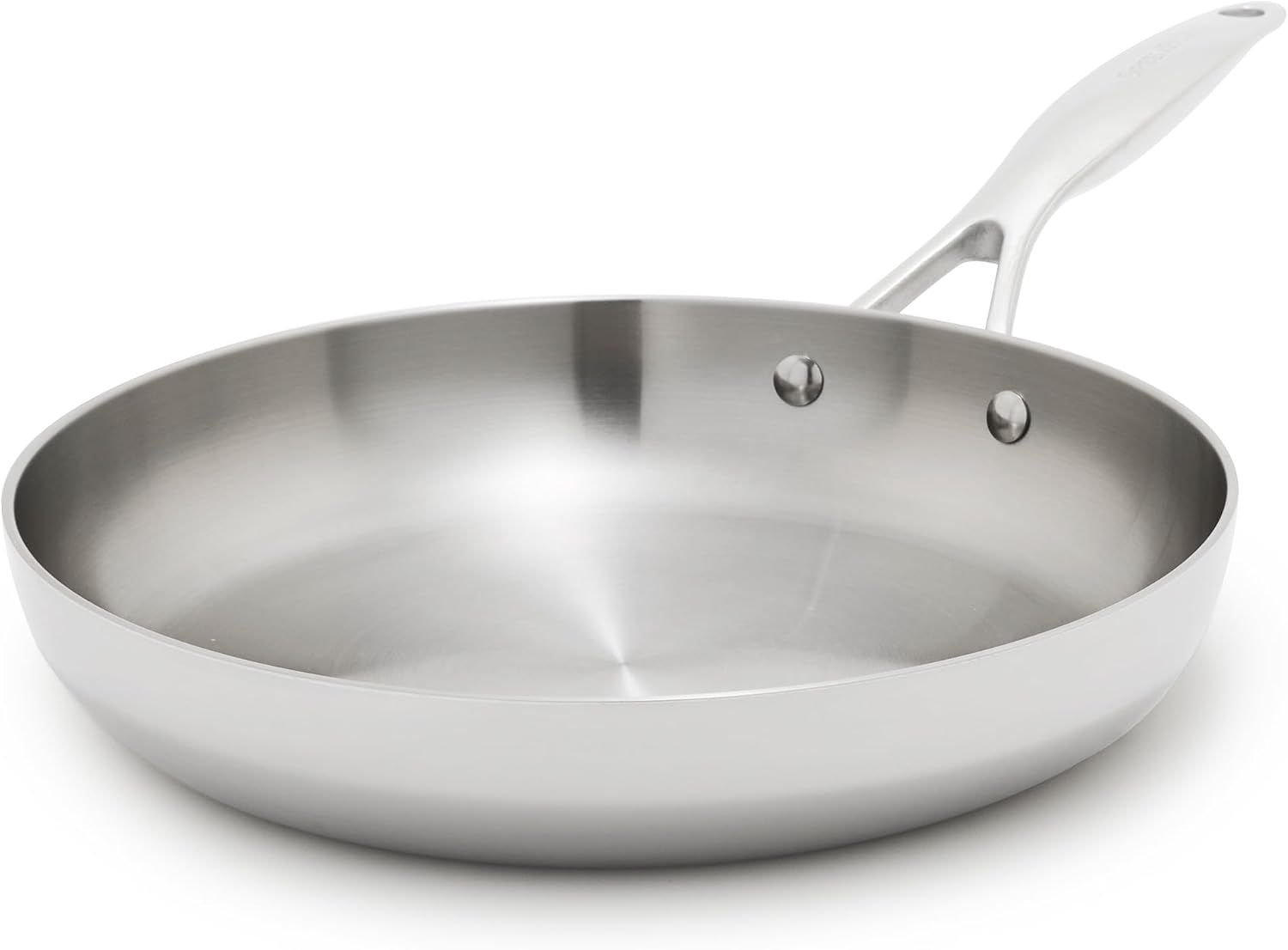 GreenPan Valencia Pro Tri-Ply Stainless Steel 10" Frying Pan Skillet, Induction Ready Cookware, All Cooktops, Sauce Pot, Mirror Finish, Dishwasher & Oven/Broiler Safe to 600F
