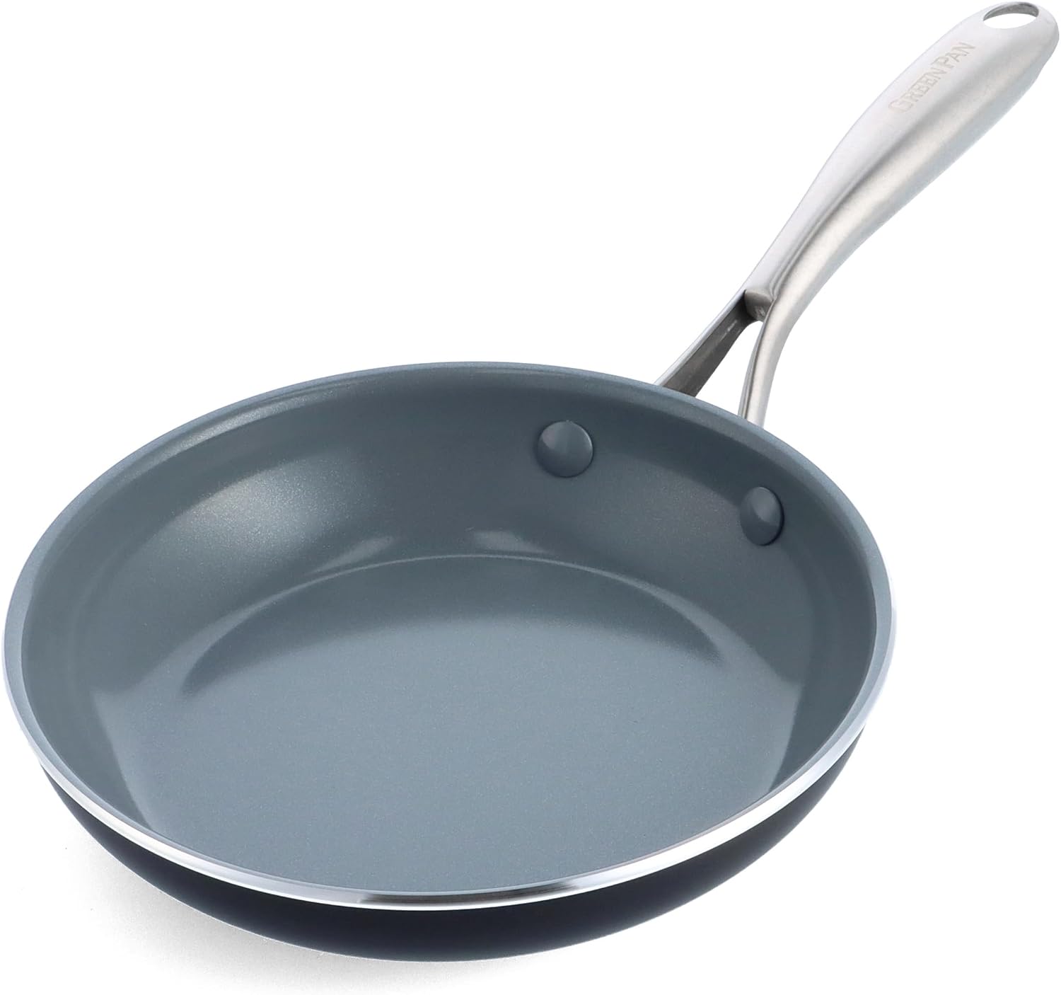 GreenPan Swift Healthy Ceramic Nonstick, 8" Frying Pan Skillet, Stainless Steel Handle, PFAS-Free, Dishwasher Safe, Oven Safe, Black Gray