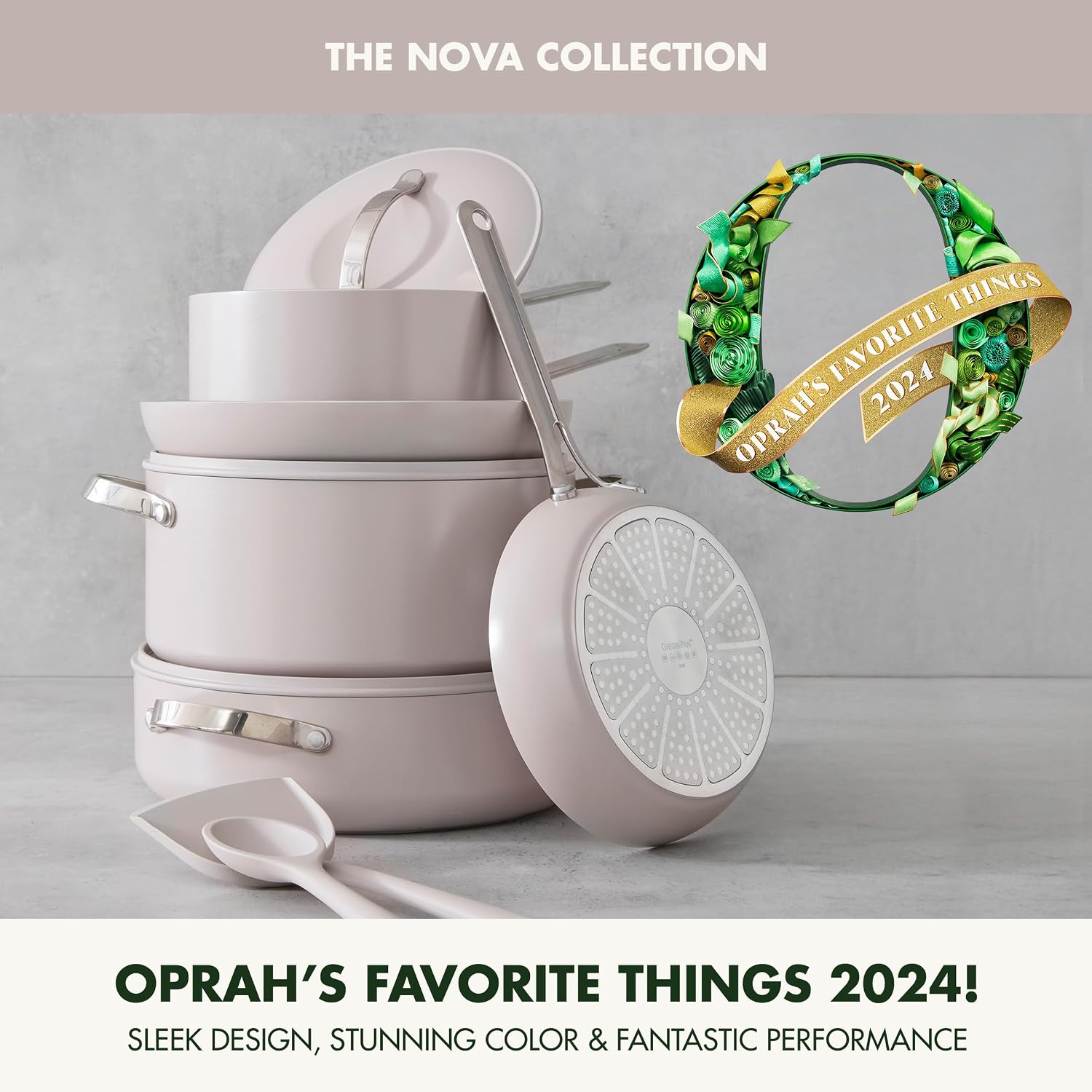 GreenPan Nova 10-Piece PFAS-Free Ceramic Nonstick Cookware Set, Clay