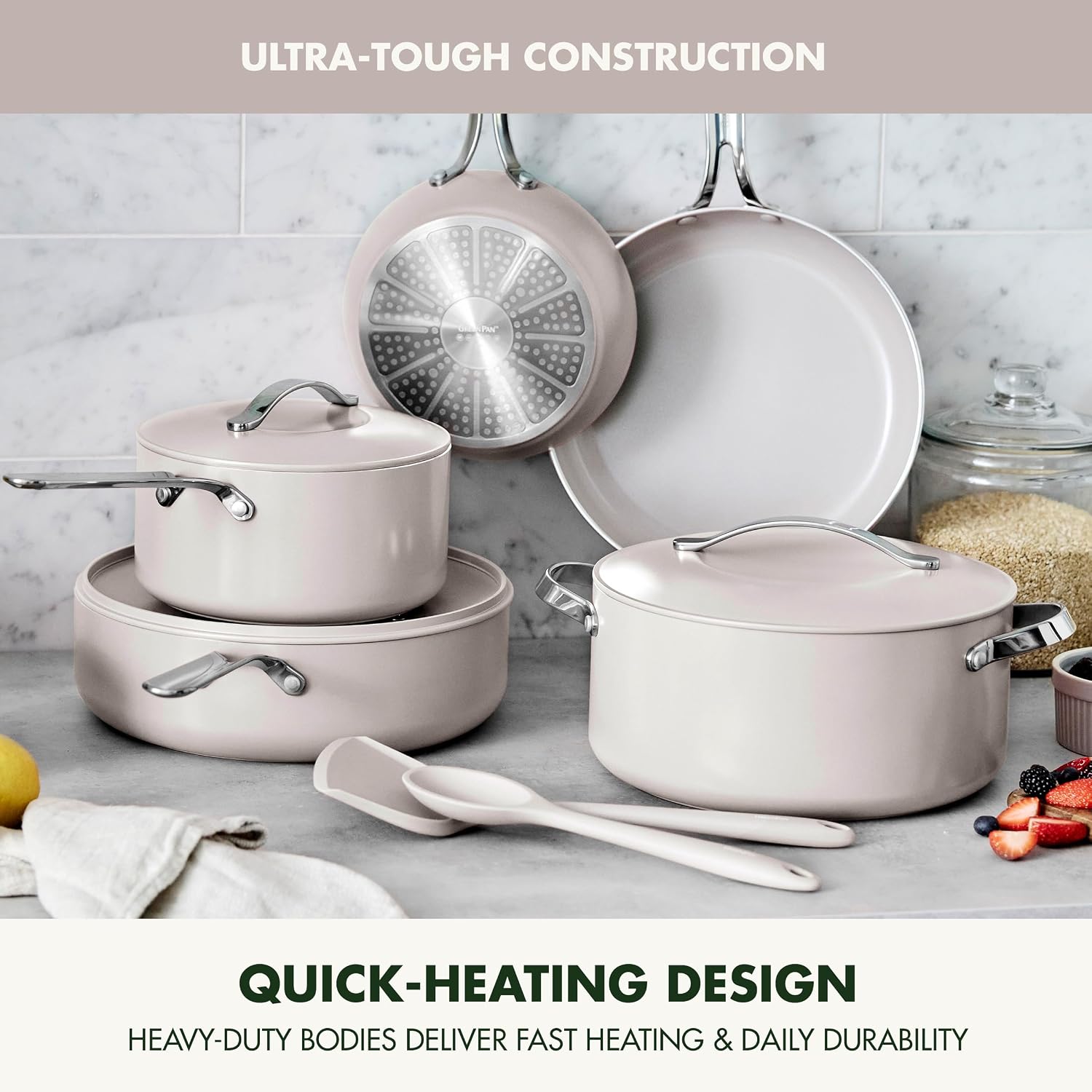 GreenPan Nova 10-Piece PFAS-Free Ceramic Nonstick Cookware Set, Clay