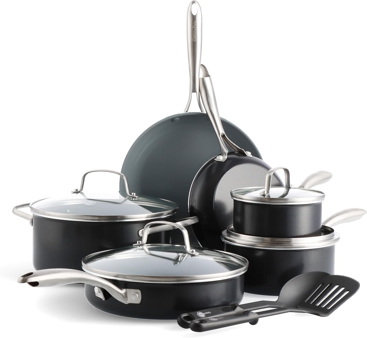 GreenPan Swift 12-Piece PFAS-Free Ceramic Nonstick Cookware Set, Gray