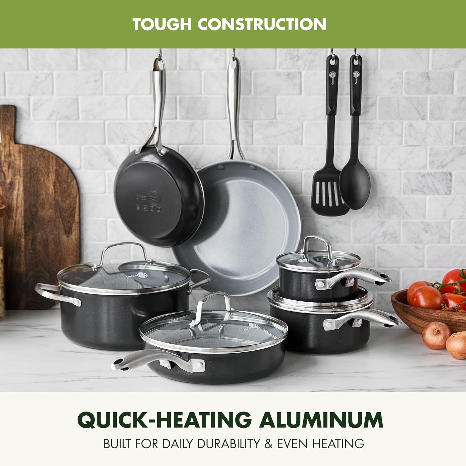 GreenPan Swift 12-Piece PFAS-Free Ceramic Nonstick Cookware Set, Gray