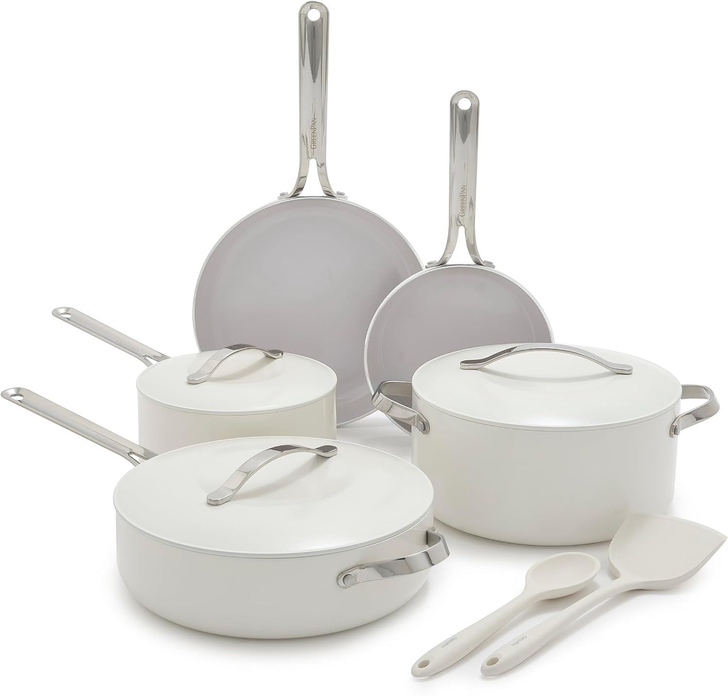 GreenPan Nova 10-Piece PFAS-Free Ceramic Nonstick Cookware Set, Cream White