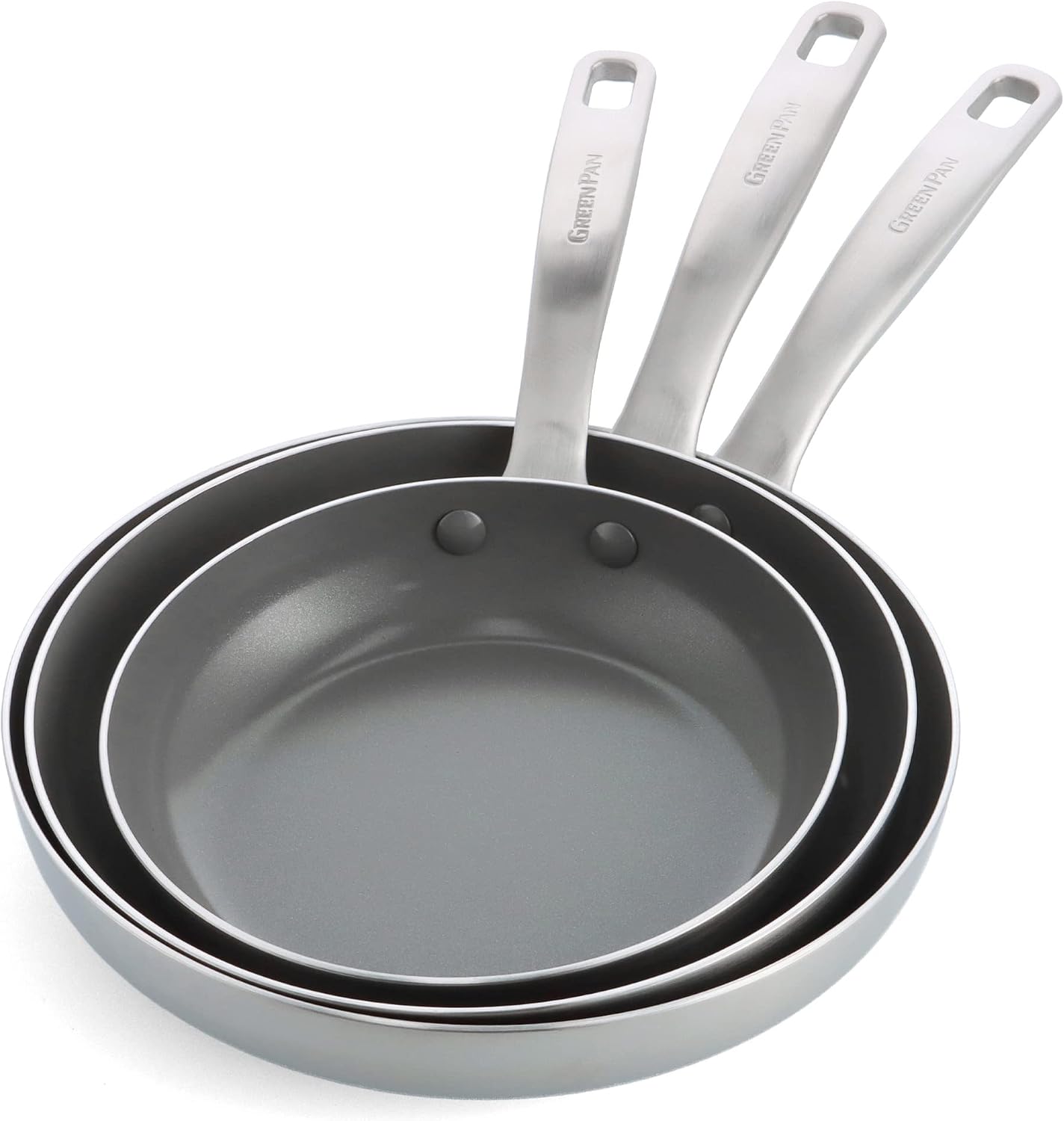 GreenPan Chatham 3 Piece (8",9.5" &11") Stainless Steel Skillets
