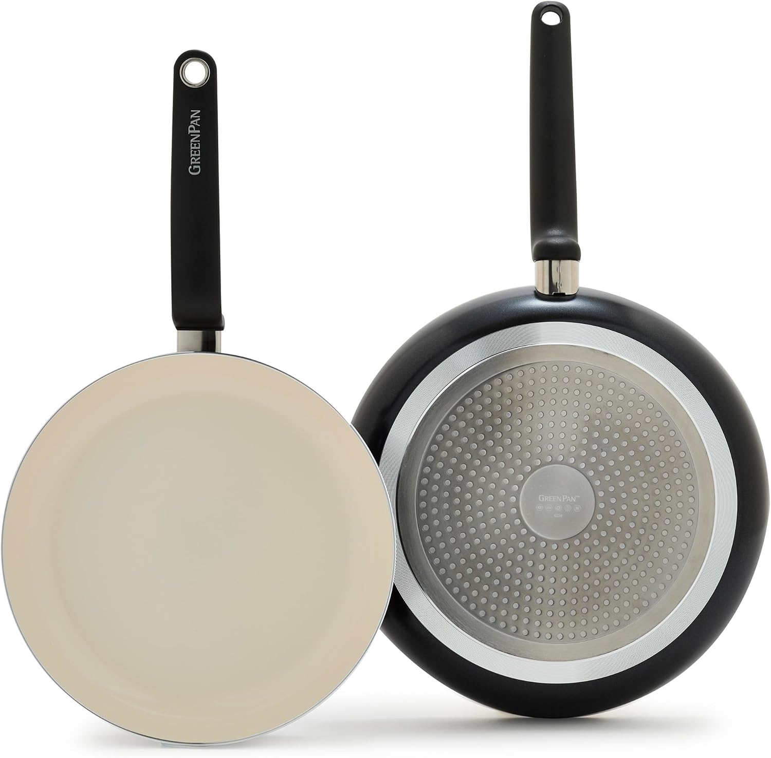 GreenPan Rio Advanced 10" and 12" Frying Pan Skillet Set, Ceramic Nonstick PFAS-Free Pans, Induction Ready, Dishwasher and Oven Safe, Black