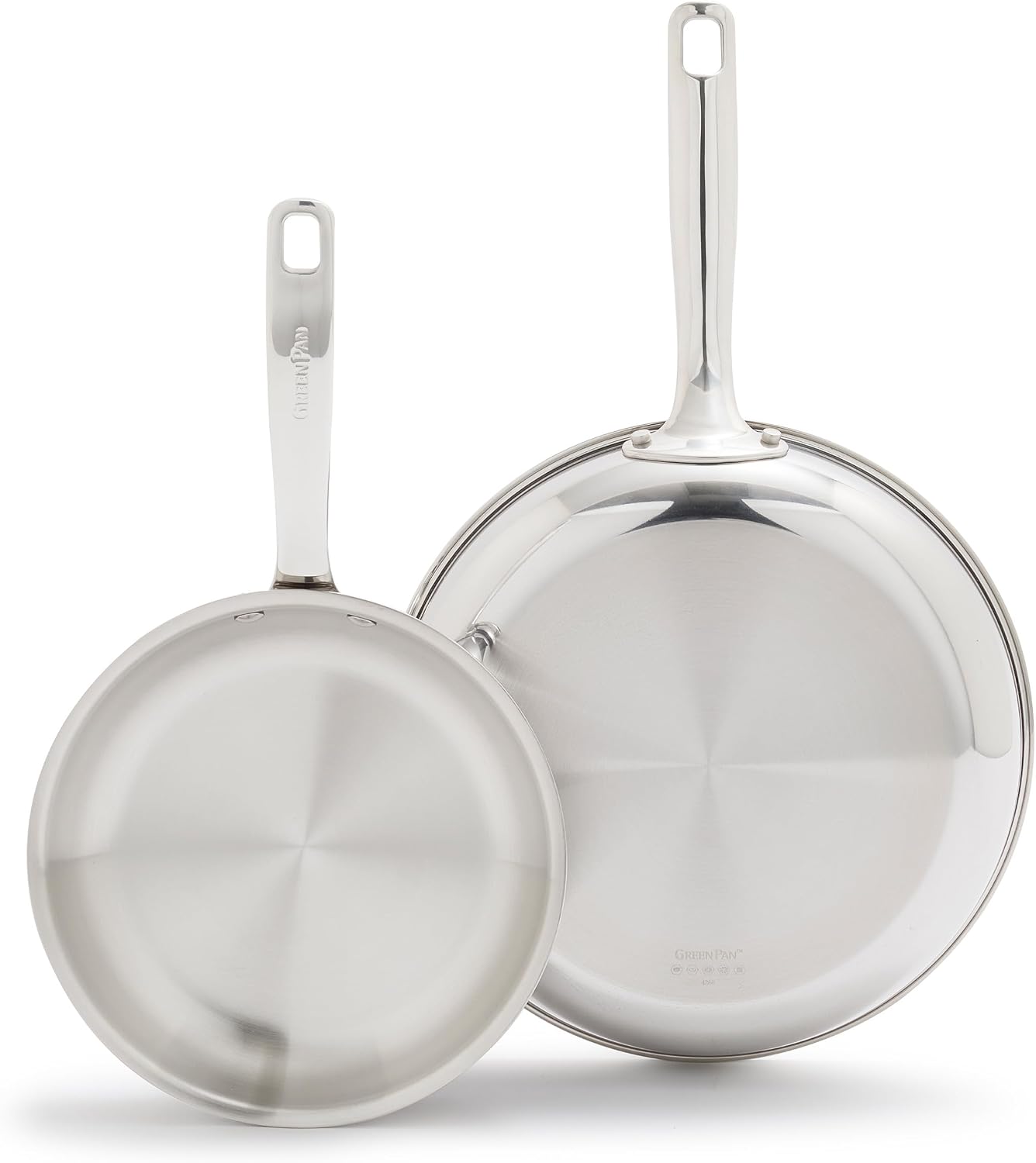 GreenPan Chatham Pro Tri-Ply Stainless Steel 8" and 10" Frying Pan Set