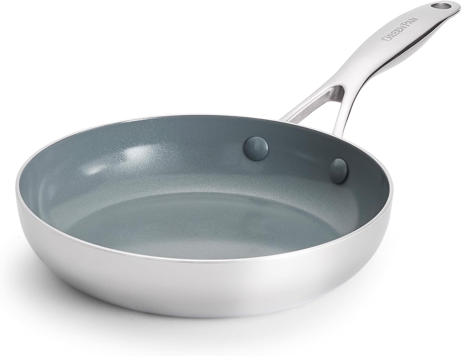 GreenPan Valencia Pro Tri-Ply Stainless Steel 8” Frying Pan Skillet, PFAS-Free Ceramic Nonstick Coating, Induction Ready Cookware, All Cooktops, Eggs & Omelets, Dishwasher & Oven Safe 600F Coated Stainless Steel
