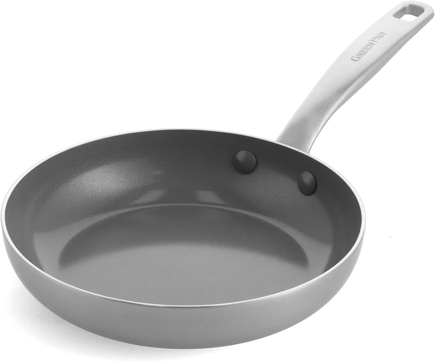 GreenPan Chatham Tri-Ply Stainless Steel Healthy Ceramic Nonstick 8" Frying Pan Skillet, PFAS-Free, Induction Suitable, Dishwasher Safe, Silver Silver Frying Pan Skillet