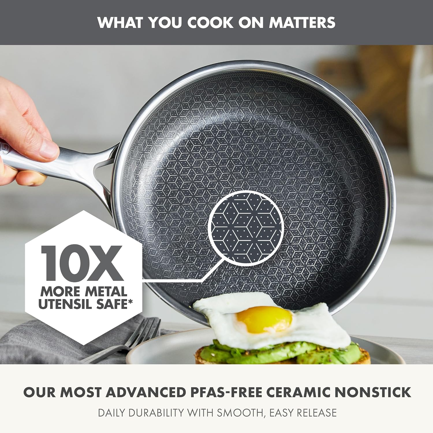 GreenPan Hybrid Spectra 8" Stainless Steel PFAS-Free Nonstick Frying Pan