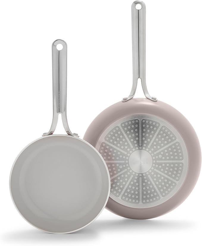 GreenPan Nova 8” & 10” PFAS-Free Ceramic Nonstick Skillet Set, Clay