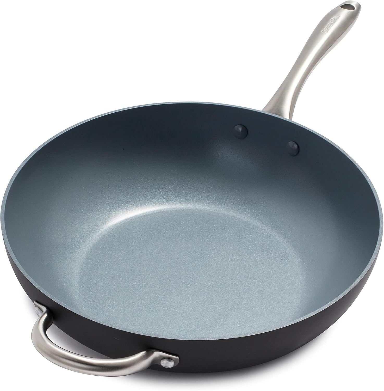 GreenPan Lima Hard Anodized Healthy Ceramic Nonstick 12.5" Wok pan with Helper Handle, PFAS-Free, Oven Safe, Gray