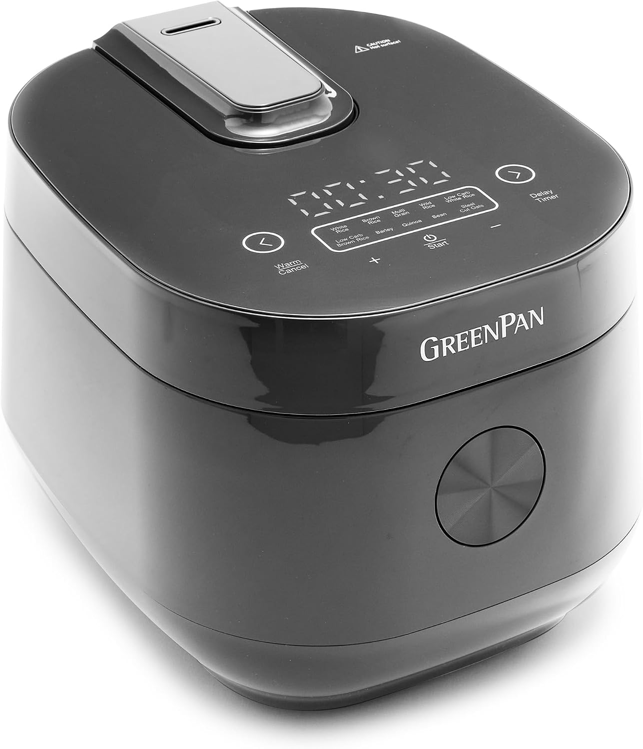 GreenPan Rice Cooker, 8 Cups Cooked (4 Uncooked), Low-Carb & Soup Mode,10 ONE-TOUCH Cooking Presets, PFAS-Free Ceramic Steamer Basket, Fuzzy Logic, Auto Keep Warm, Oats, 24HR Delay Timer, Graphite