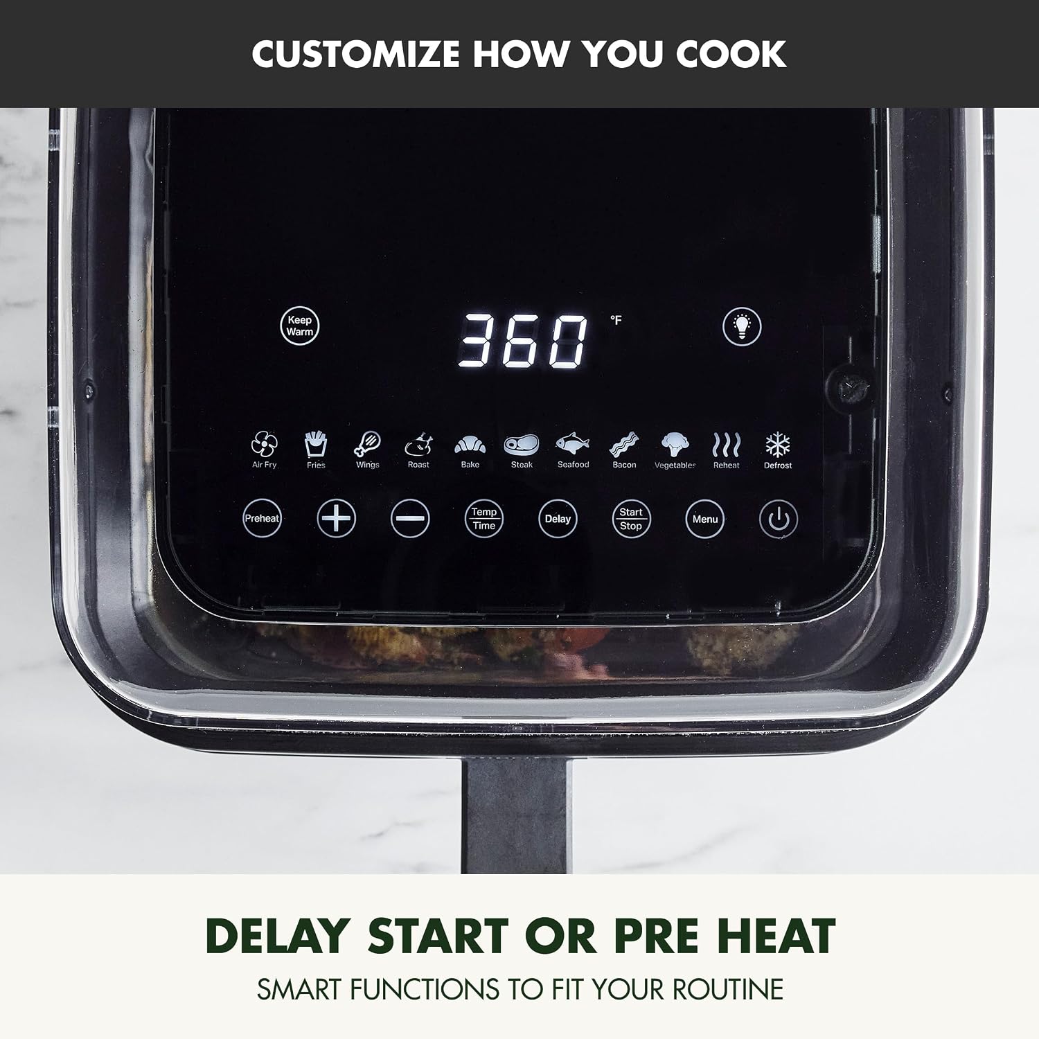 GreenPan Clearview Extra Large 7QT Air Fryer, Glossy Black