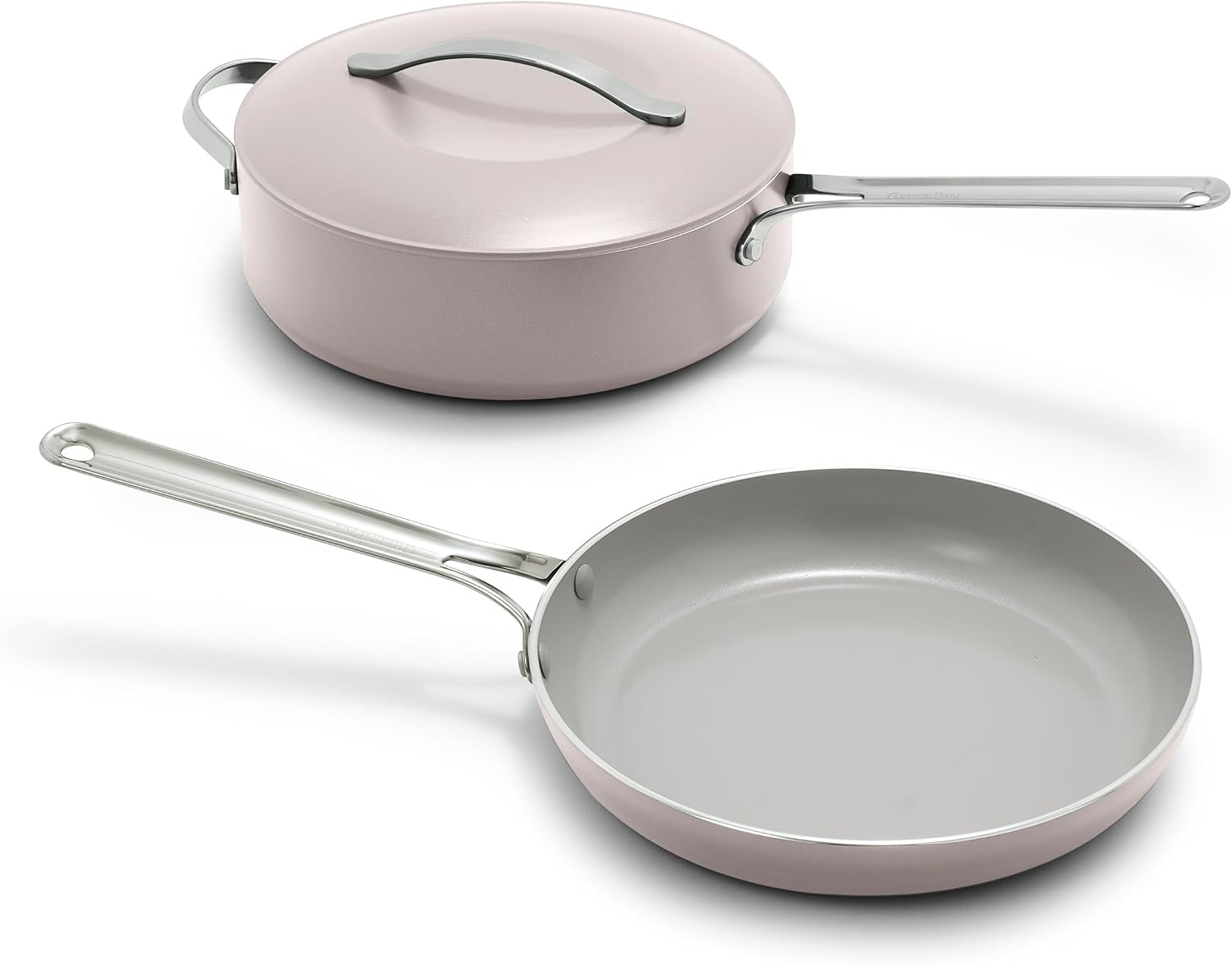 GreenPan Nova 10” Frying Pan and 4.37QT Sauté Pan with Lid, Clay