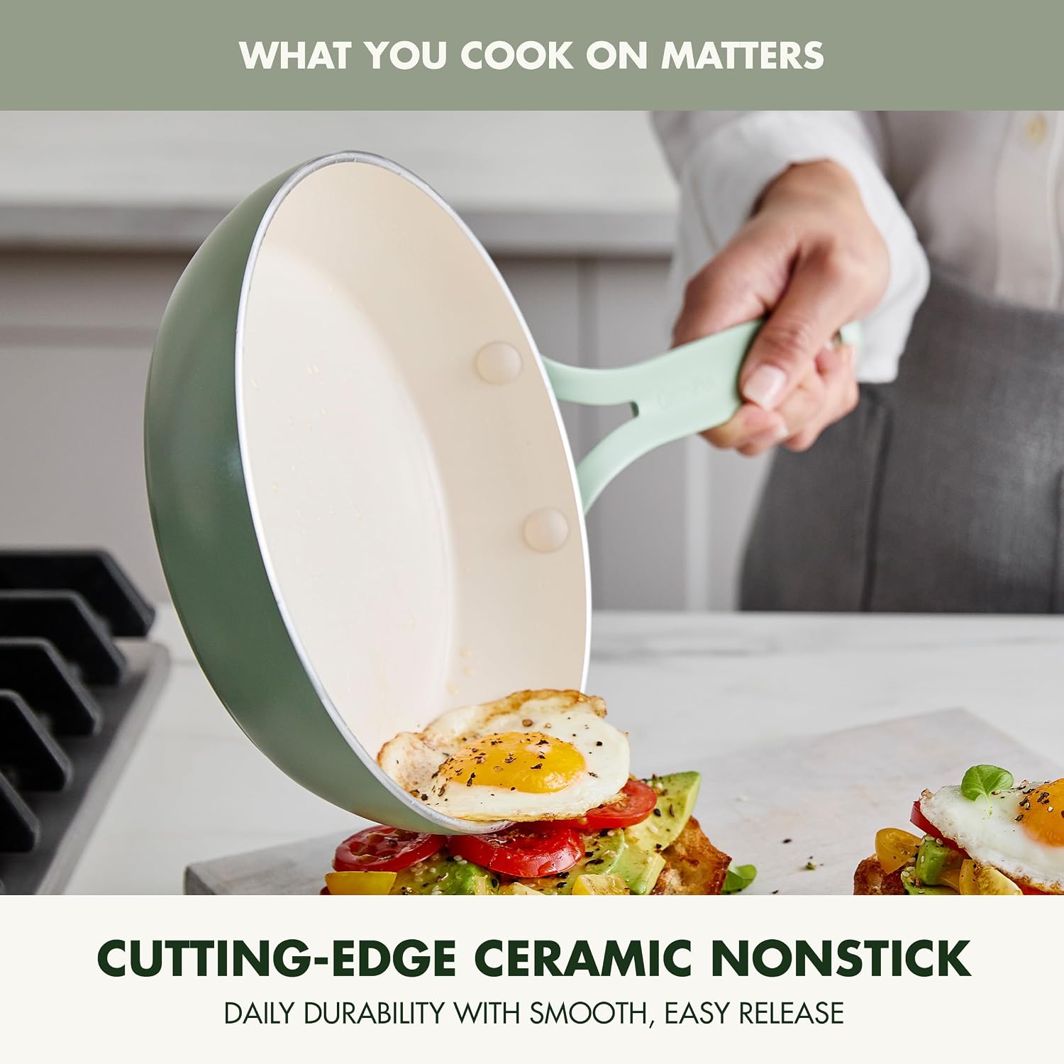 GreenPan Nova 10 Piece Ceramic Nonstick Pots & Pans Set, Pistachio Green