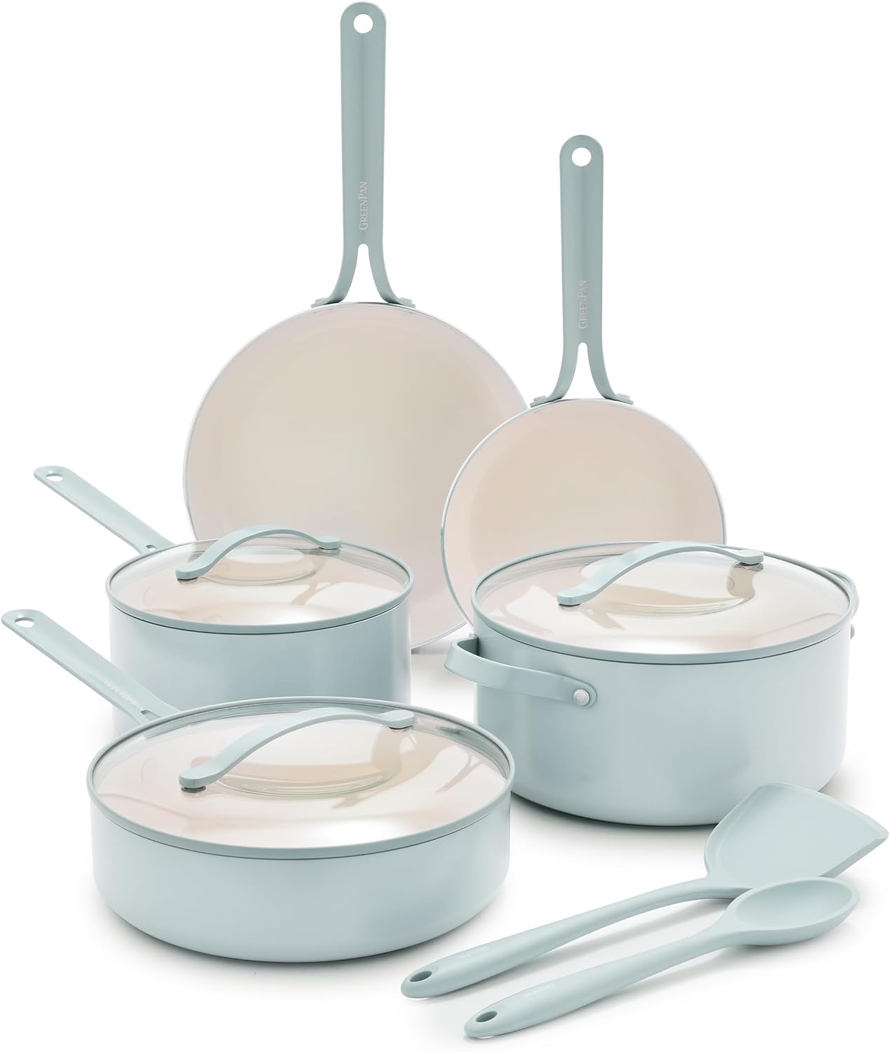 GreenPan Nova 10 Piece Ceramic Nonstick Pots & Pans Set, Coastline Blue